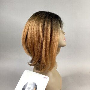 Joelle Short Straight #DRB27/4 Honey Blonde Dark Brown Synthetic Lace Front Wig